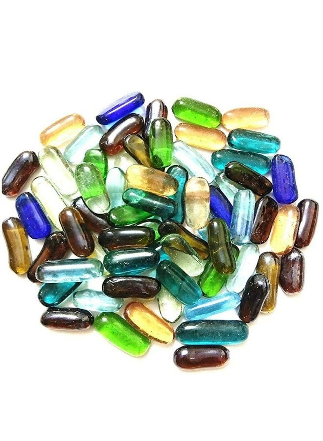 Parakh Multicolour Oval & Long Shaped Glossy Pebbles for Vase Fillers, Glass Gems Stone, Aquarium Fish Tank, Party Decoration 300gm (45 Pcs) - Image 2